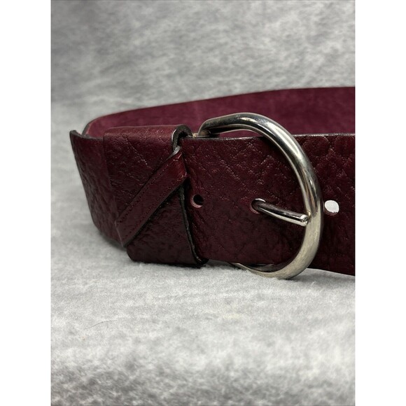 Gail Labelle Belt Vtg‎ 80s Wide Burgundy Textured Art to Wear Silver France Boho main image 6